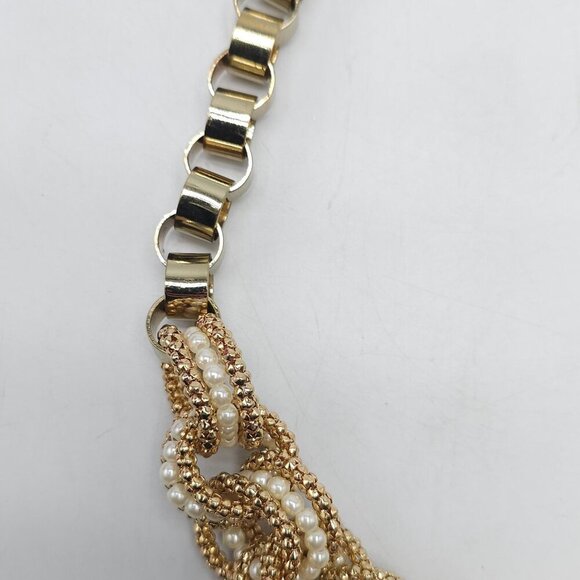 Elegant Gold Faux Pearl Beaded Chain Necklace With Adjustable Lobster Clasp For - Picture 3 of 7
